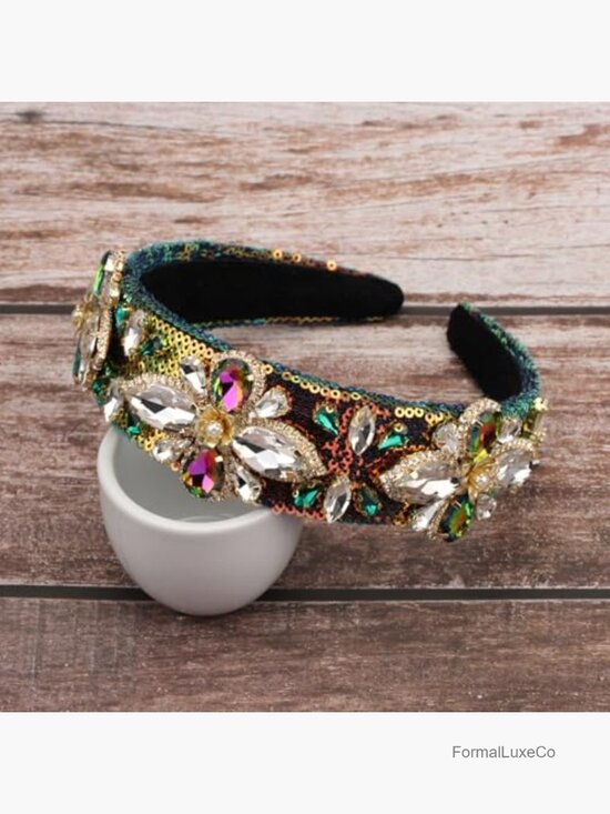 Pearl Bead Crystal Flower Headband Luxury Rhinestone Bling Hair Accessory main image 5